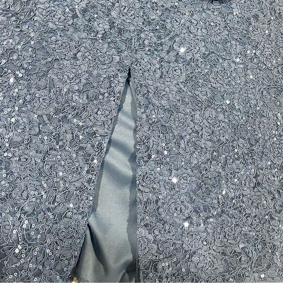 Oleg Cassini Sequin blue gray Cocktail prom Vegas Dress size 2 - Picture 9 of 13